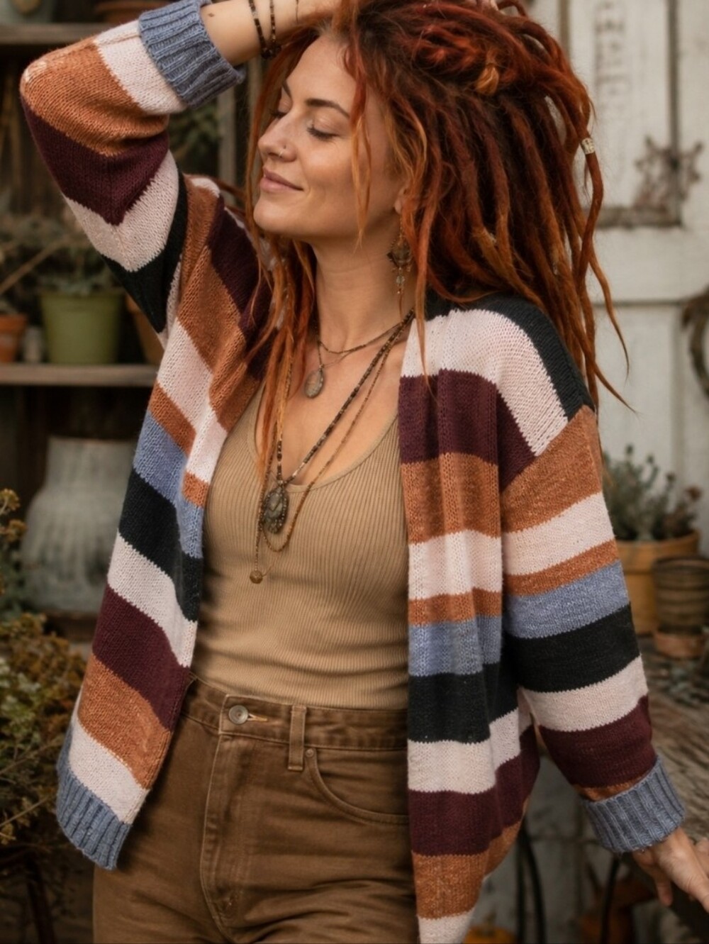 4/$15 American Eagle Striped Oversized Open Front Cardigan XS/S